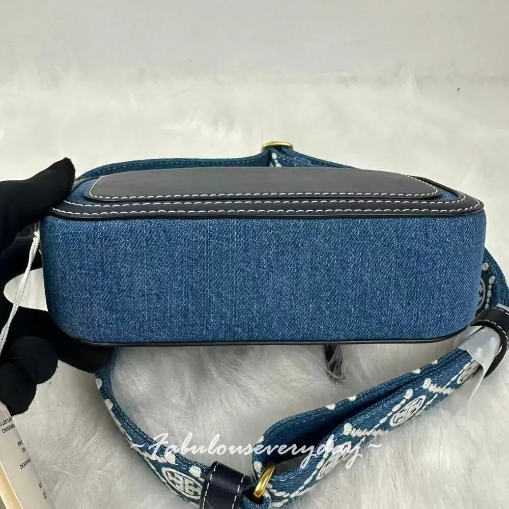 Tory Burch Mini Miller Denim Crossbody Bag 158637 NWT